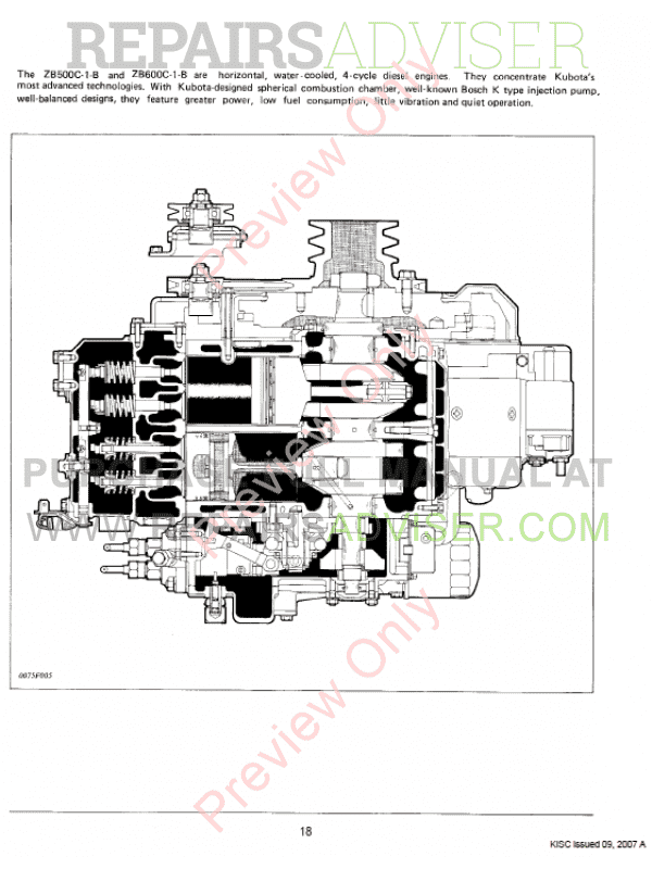 Kubota ZB500/600C1B Diesel Engines Manual PDF